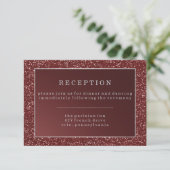 Upscale Marsala Glitzer Look Hochzeitsempfang RSVP Karte (Stehend Vorderseite)