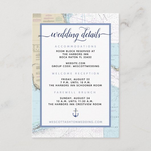Upscale #Nautical South Florida #Wedding Details Begleitkarte (Vorderseite)