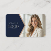 Upscale Navy Blue & Gold Geometric Business Visitenkarte (Vorderseite)