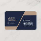 Upscale Navy Blue & Gold Geometric Business Visitenkarte (Rückseite)