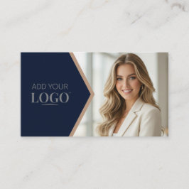 Upscale Navy Blue & Gold Geometric Business Visitenkarte