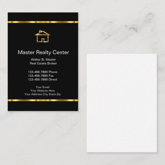 Upscale Real Anwesen Broker Vertical Business Card Visitenkarte (Vorne/Hinten)