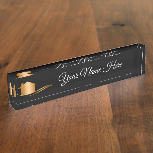 Upscale Real Anwesen Desk Accessory Namensplakette (Seite)