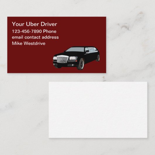Upscale Rideshare Driver Car Service Visitenkarte (Vorne/Hinten)