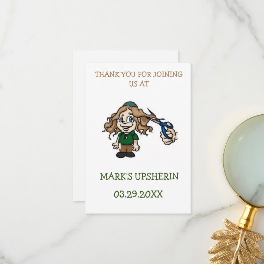 Upsherin Danke, dass ihr Karte Grußkarten Einladun (Vorderseite/Rückseite Beispiel)