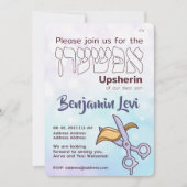 Upsherin First Haircut Jüdischer Junge 3. Geburtst Einladung (Vorderseite)