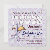 Upsherin First Haircut Jüdischer Junge 3. Geburtst Einladung (Vorderseite)