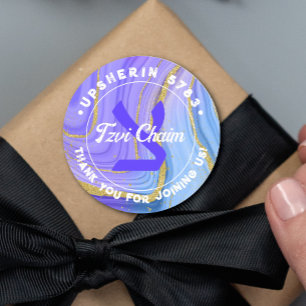 Upsherin Personalisiert Hebrew Initial Monogram Runder Aufkleber