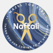 Upsherin Personalisierte Schere Runder Aufkleber (Vorderseite)