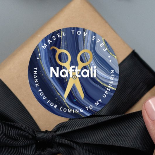 Upsherin Personalisierte Schere Runder Aufkleber