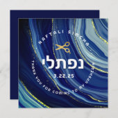 Upsherin Watercolor & Glitzer mit hebräischem Name Einladung (Vorne/Hinten)