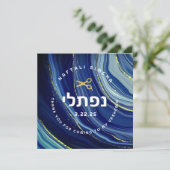 Upsherin Watercolor & Glitzer mit hebräischem Name Einladung (Stehend Vorderseite)