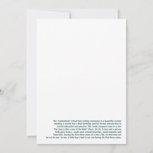 Upshernish Einladung (Rückseite)