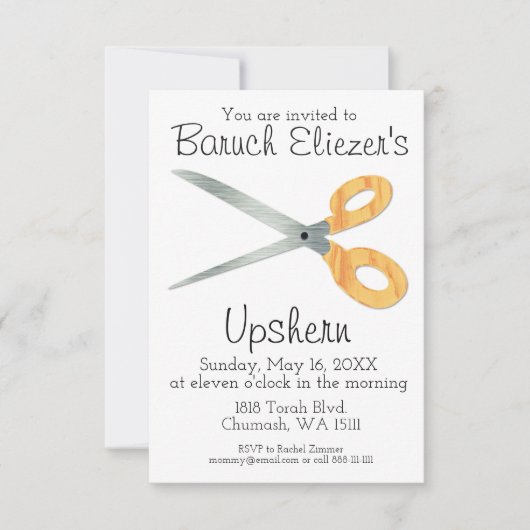 Upshernish Einladung Upshern Upsherin Einladungen (Vorderseite)