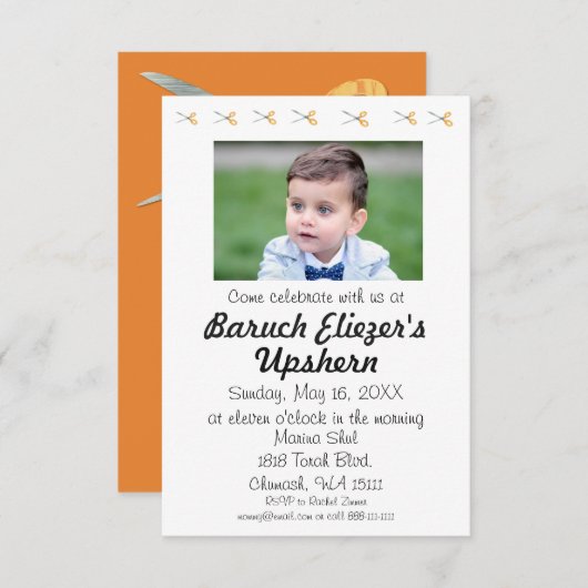 Upshernish Einladung Upshern Upsherin Einladungen (Vorne/Hinten)