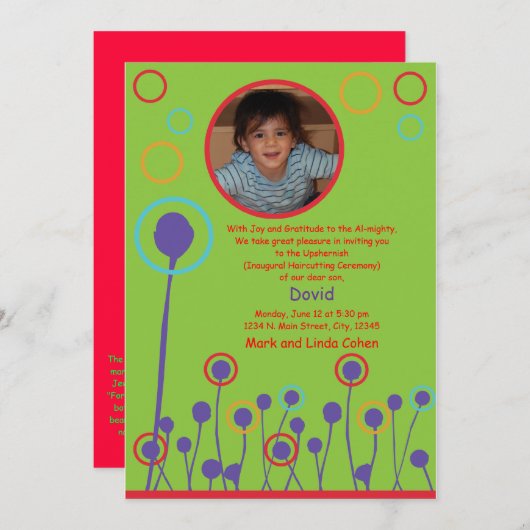 Upshernish laden ein einladung (Vorne/Hinten)