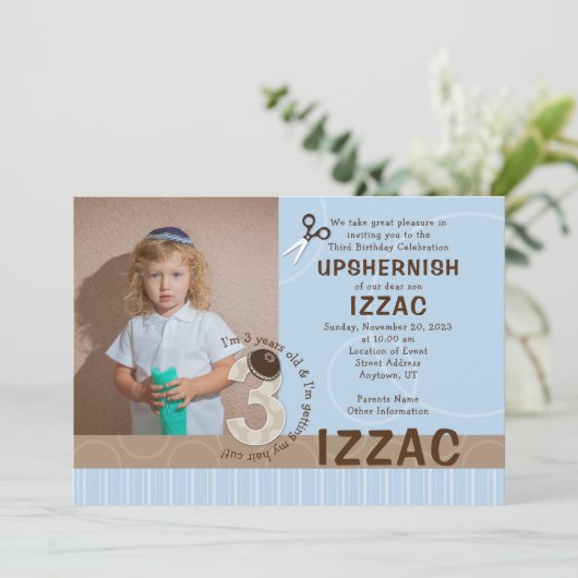 Upshernish oder Upshern Einladung (Stehend Vorderseite)