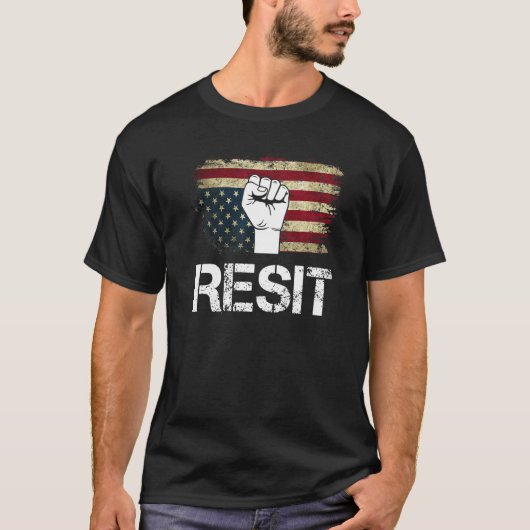 Upside Down American Flag Resist Establishment T-Shirt (Vorderseite)