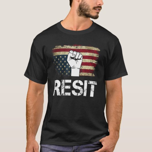 "Upside Down American Flag Resist Establishment" T-Shirt (Vorderseite)