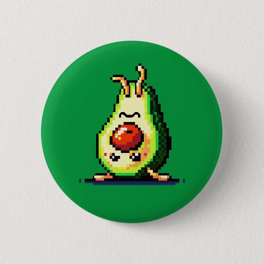 Upside-Down Avocado - Funny Pixel Art Food Design Button (Vorderseite)