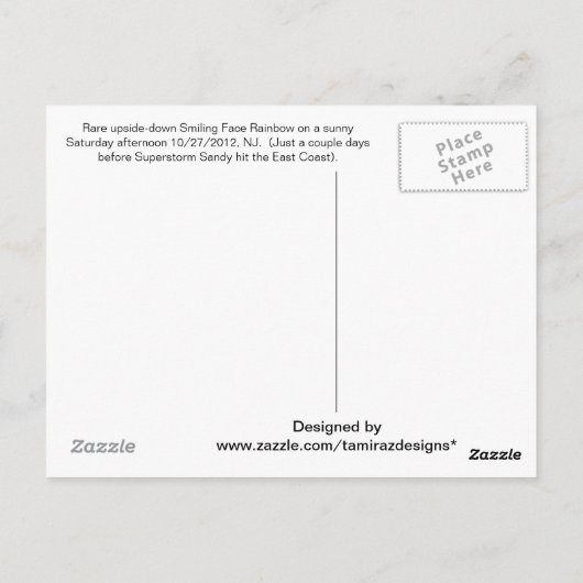 Upside-down Lächeln Regenbogen, NJ Postkarte (Rückseite)