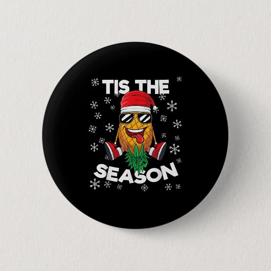Upside Down Pineapple Santa Tis Season Christmas S Button (Vorderseite)