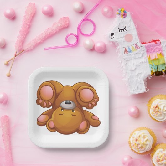 Upside Down Teddy Bear Pappteller (Party)