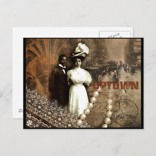 Uptown Blak Vintage Postkarte (Vorne/Hinten)