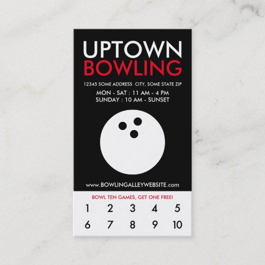 Uptown-Bowlingsloyalität Treuekarte (Vorderseite)