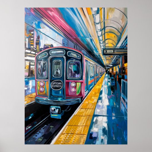Uptown Express U-Bahn Impasto Poster (Vorne)