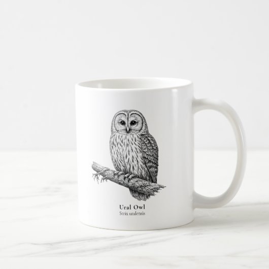 Ural-Eule Schwarz-Weiß-Kaffeetasse Kaffeetasse (Rechts)