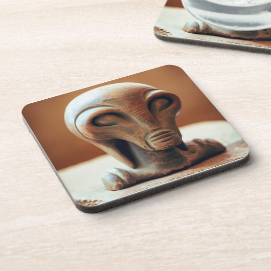 Uralte Alien Statue Getränkeuntersetzer (Linke Seite)