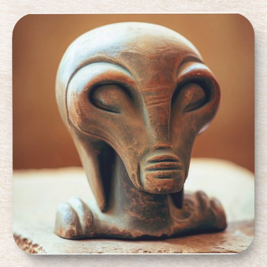 Uralte Alien Statue Getränkeuntersetzer (Vorderseite)