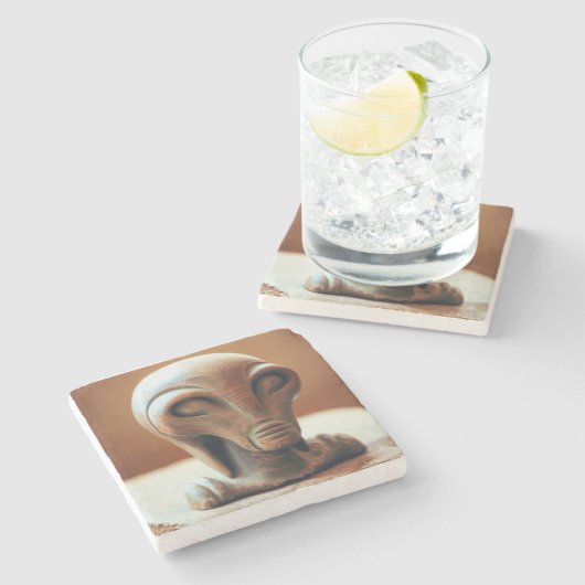 Uralte Alien Statue Steinuntersetzer (Seitenansicht)