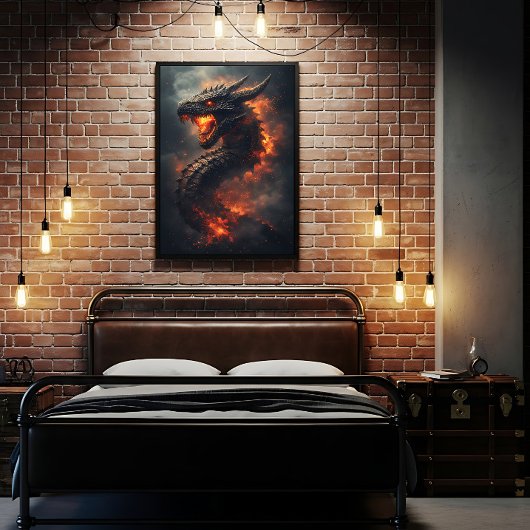 Uralter Drache der Höllenflammen Leinwanddruck