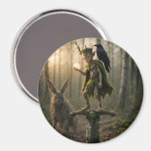 Uralter Druiden-Barde Fae Pixie mit Perle Magnet (Vorderseite/Rückseite)