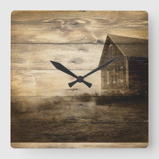 uralter Western alte Scheunenhütte Quadratische Wanduhr (Vorderseite)