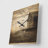uralter Western alte Scheunenhütte Quadratische Wanduhr (Winkel)