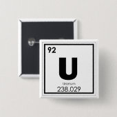 Uran Symbolchemieformel des chemischen Elements Button (Vorne & Hinten)