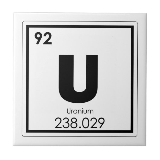 Uran Symbolchemieformel des chemischen Elements Fliese (Vorderseite)