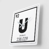 Uran Symbolchemieformel des chemischen Elements Quadratische Wanduhr (Winkel)