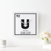 Uran Symbolchemieformel des chemischen Elements Quadratische Wanduhr (Zuhause)