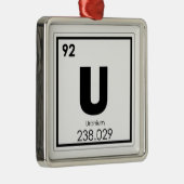 Uran Symbolchemieformel des chemischen Elements Silbernes Ornament (Rechts)