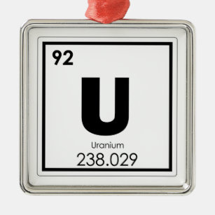 Uran Symbolchemieformel des chemischen Elements Silbernes Ornament