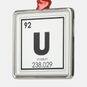 Uran Symbolchemieformel des chemischen Elements Silbernes Ornament (Links)