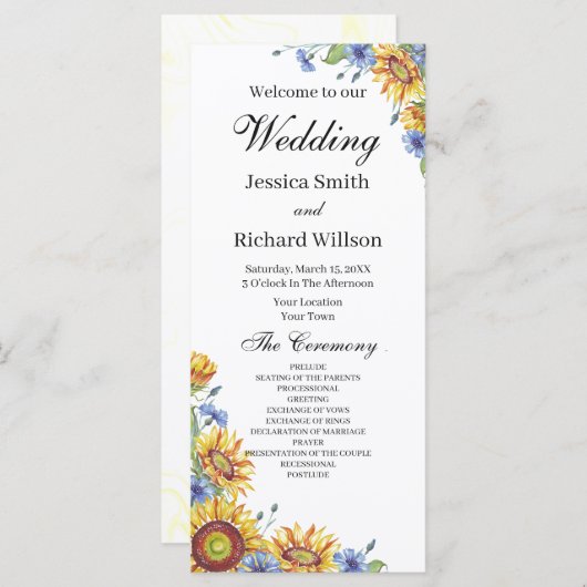 Uranfarbenhochzeitsprogramm (Vorne/Hinten)