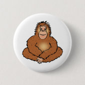 Urangutan Sitzen, lustige Tierkunst Button (Vorderseite)