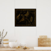 Urania Mirror Celestial Map Gold und Black Poster (Küche)