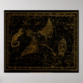 Urania Mirror Celestial Map Gold und Black Poster (Vorne)
