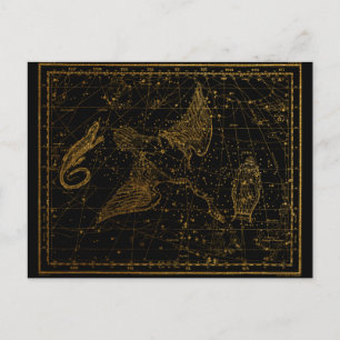Urania Mirror Celestial Map Gold und Black Postkarte